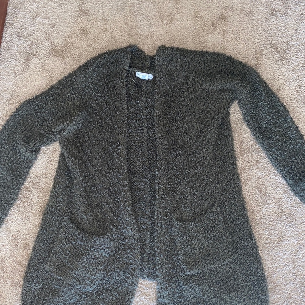 Fuzzy green cardigan